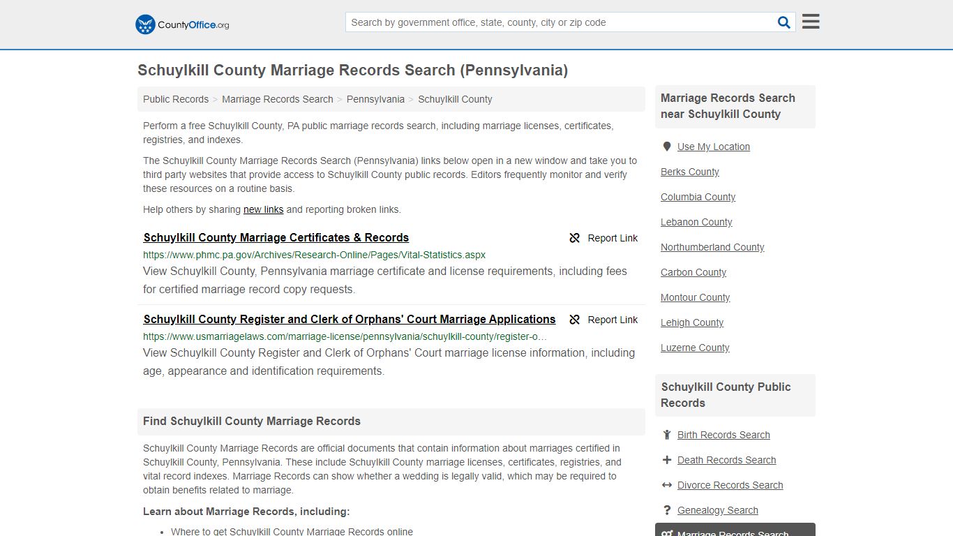 Marriage Records Search - Schuylkill County, PA (Marriage ...