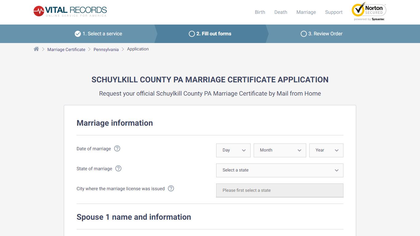 Schuylkill County PA Marriage ... - Vital Records Online
