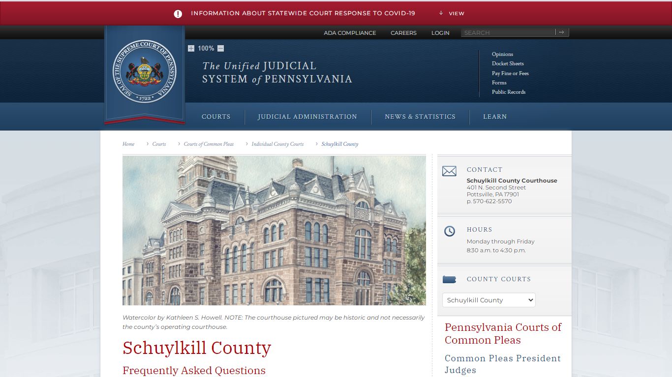 Schuylkill County | Individual County Courts | Courts of ...