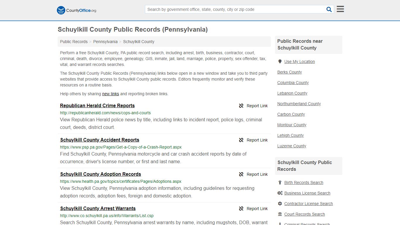 Public Records - Schuylkill County, PA (Business, Criminal ...